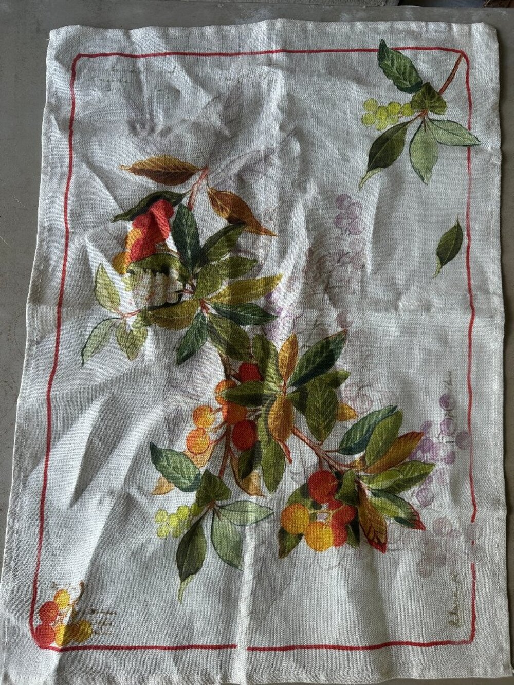 Tessitura Toscana Telerie Firenze Autumn Floral Linen Kitchen Tea Towel 27" x 20
